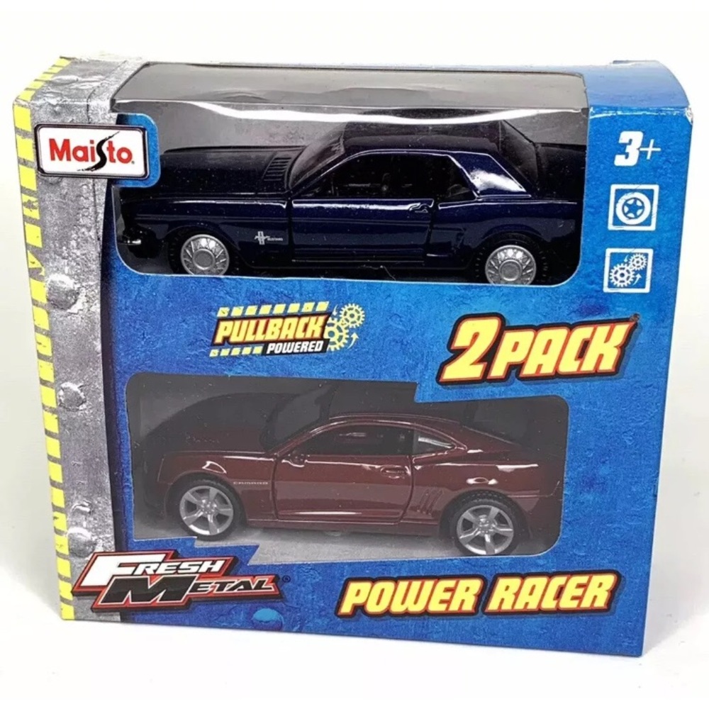 Maisto 2 Pack Mustang Camaro Cars Vehicle Power Racer Fresh Metal Pullback